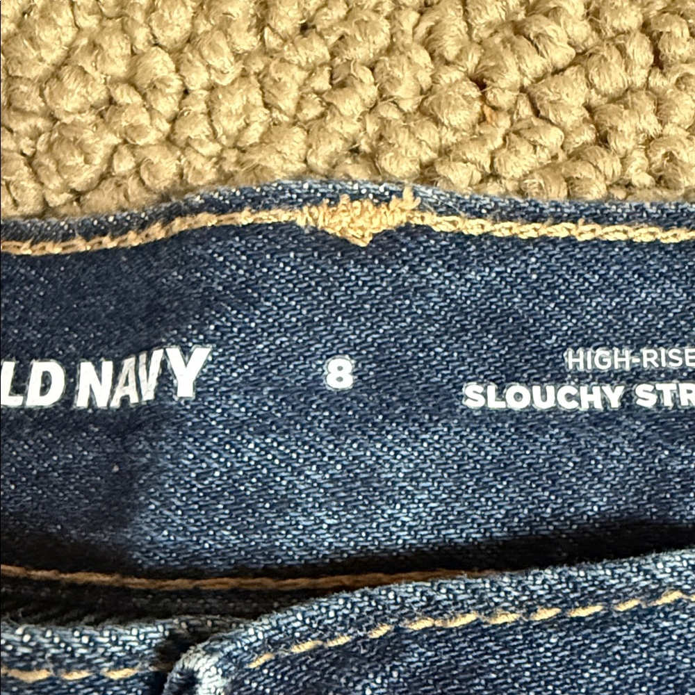 Old Navy Women's Dark Blue Jean High rise slouchy straight Shorts - Picture 3 of 7